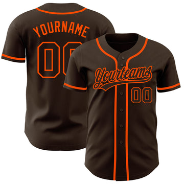 Custom Brown Brown-Orange Authentic Baseball Jersey