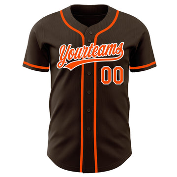 Custom Brown Orange-White Authentic Baseball Jersey