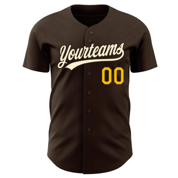 Custom Brown Cream-Gold Authentic Baseball Jersey