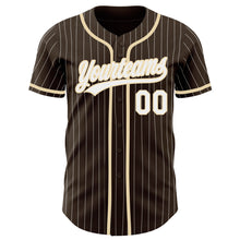 Load image into Gallery viewer, Custom Brown White Pinstripe City Cream Authentic Baseball Jersey
