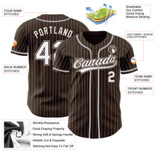 Load image into Gallery viewer, Custom Brown White Pinstripe Gray Authentic Baseball Jersey
