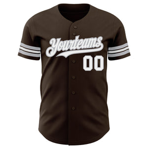 Custom Brown White-Gray Authentic Baseball Jersey