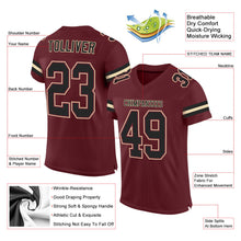 Load image into Gallery viewer, Custom Burgundy Black-Cream Mesh Authentic Football Jersey
