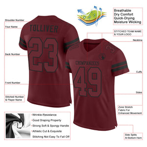 Custom Burgundy Burgundy-Black Mesh Authentic Football Jersey