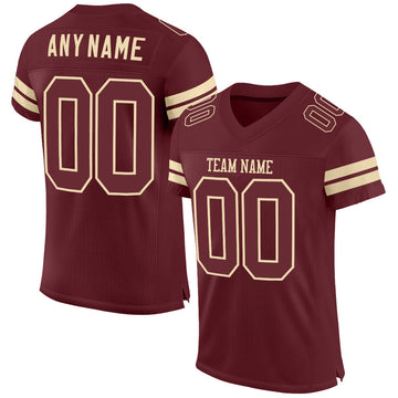 Custom Burgundy Burgundy-Cream Mesh Authentic Football Jersey