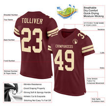 Load image into Gallery viewer, Custom Burgundy Cream Mesh Authentic Football Jersey
