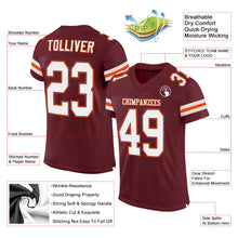 Load image into Gallery viewer, Custom Burgundy White-Orange Mesh Authentic Football Jersey
