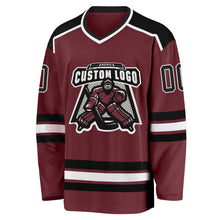 Load image into Gallery viewer, Custom Burgundy Black-White Hockey Jersey
