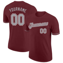 Load image into Gallery viewer, Custom Burgundy Gray-White Performance T-Shirt
