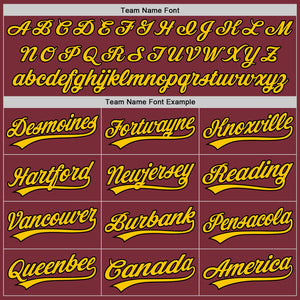 Custom Burgundy Yellow-Black Authentic Baseball Jersey