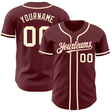 Load image into Gallery viewer, Custom Burgundy Cream Authentic Baseball Jersey
