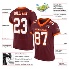 Load image into Gallery viewer, Custom Burgundy White-Orange Mesh Authentic Football Jersey
