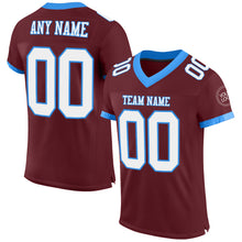 Load image into Gallery viewer, Custom Burgundy White-Electric Blue Mesh Authentic Football Jersey
