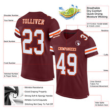 Load image into Gallery viewer, Custom Burgundy White-Orange Mesh Authentic Football Jersey
