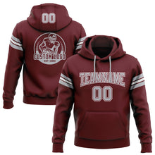 Load image into Gallery viewer, Custom Stitched Burgundy Gray-White Football Pullover Sweatshirt Hoodie
