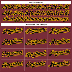 Custom Burgundy Black-Gold Authentic Baseball Jersey