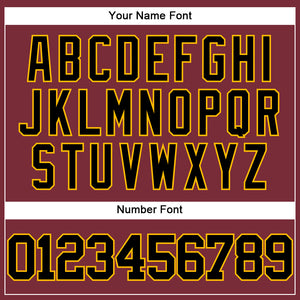Custom Burgundy Black-Gold Authentic Baseball Jersey