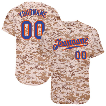 Custom Camo Royal-Orange Authentic Salute To Service Baseball Jersey