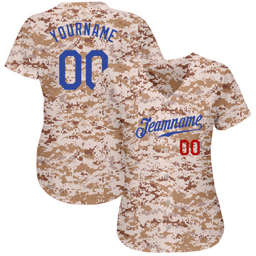 Custom Camo Royal-Red Authentic Salute To Service Baseball Jersey