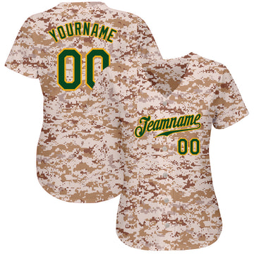 Custom Camo Green-Gold Authentic Salute To Service Baseball Jersey