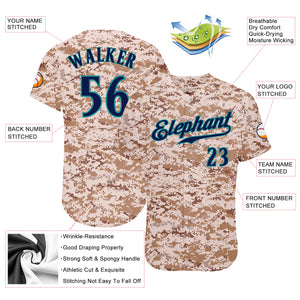 Custom Camo Navy-Teal Authentic Salute To Service Baseball Jersey