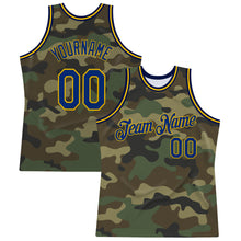 Load image into Gallery viewer, Custom Camo Royal-Gold Authentic Salute To Service Basketball Jersey
