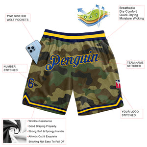 Custom Camo Royal-Gold Authentic Salute To Service Basketball Shorts