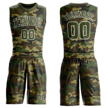 Load image into Gallery viewer, Custom Camo Olive-White Round Neck Sublimation Salute To Service Basketball Suit Jersey
