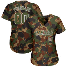 Load image into Gallery viewer, Custom Camo Olive-White Dark Classic Woodland Authentic Salute To Service Baseball Jersey

