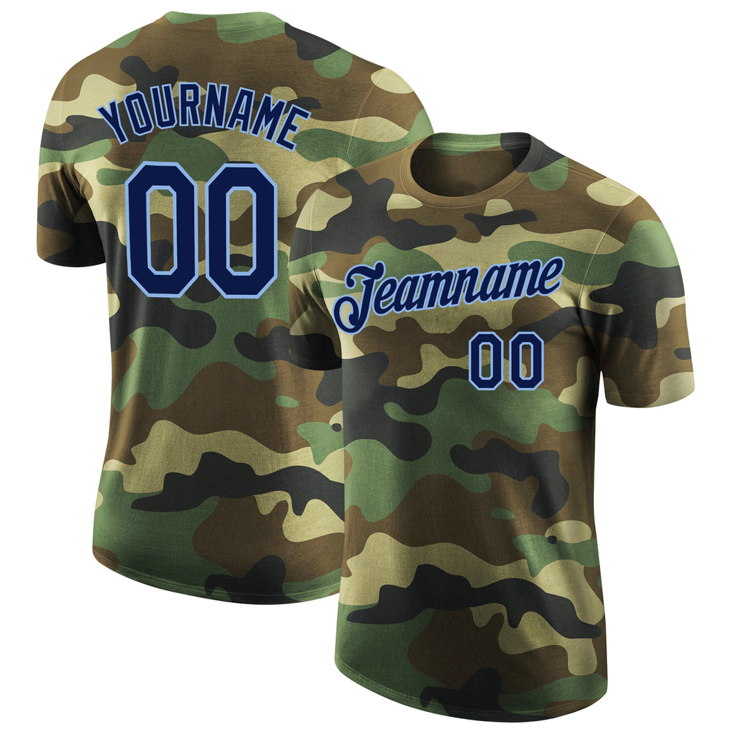 Custom Camo Navy-Light Blue Performance Salute To Service T-Shirt