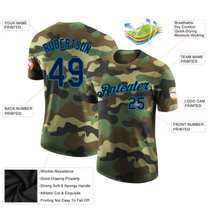 Custom Camo Navy-Teal Performance Salute To Service T-Shirt