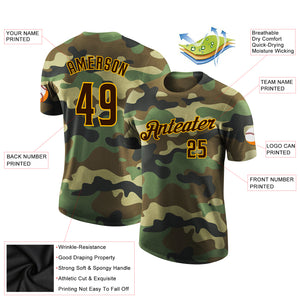 Custom Camo Brown-Gold Performance Salute To Service T-Shirt