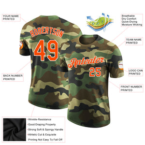 Custom Camo Orange-White Performance Salute To Service T-Shirt