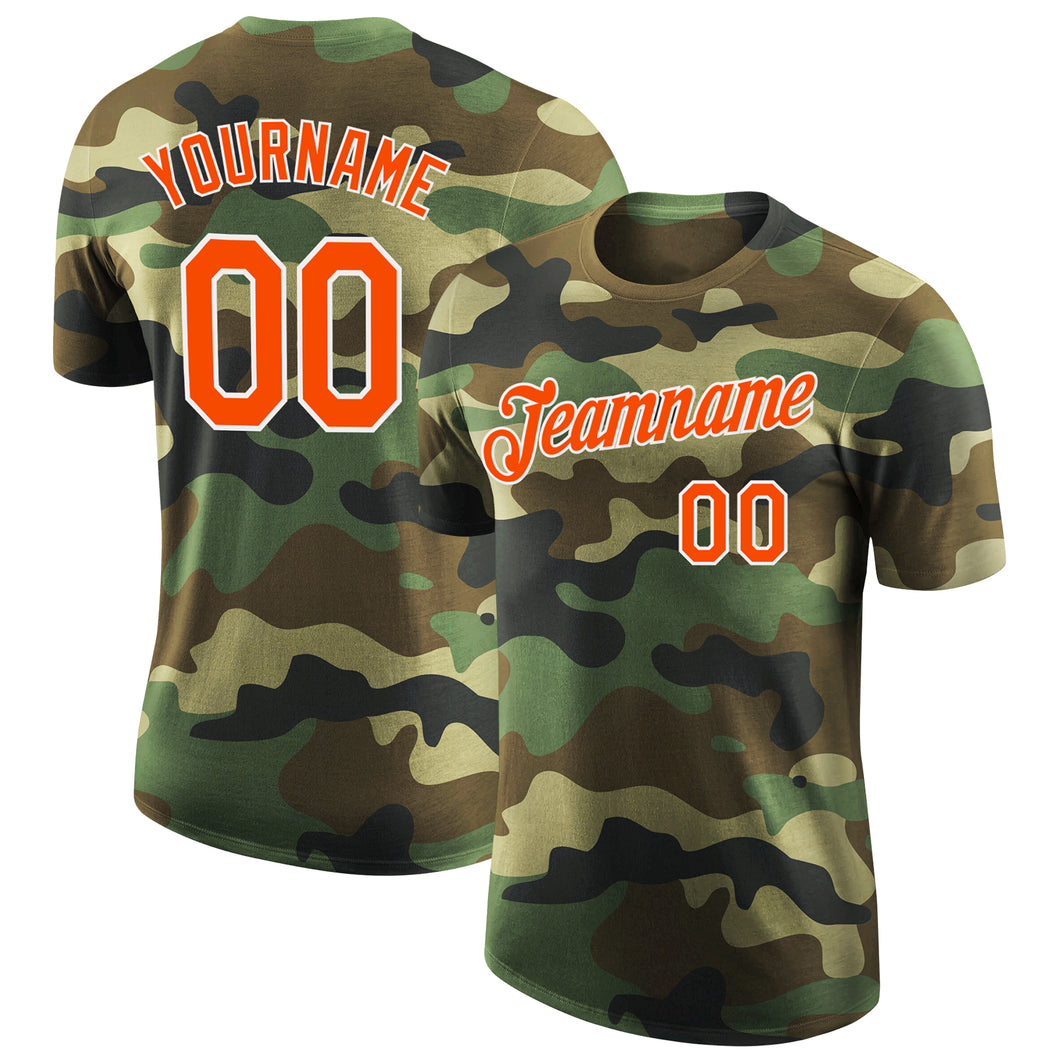 Custom Camo Orange-White Performance Salute To Service T-Shirt