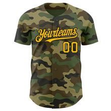 Load image into Gallery viewer, Custom Camo Gold-Black Authentic Salute To Service Baseball Jersey
