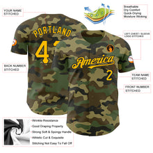Load image into Gallery viewer, Custom Camo Gold-Black Authentic Salute To Service Baseball Jersey
