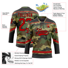 Load image into Gallery viewer, Custom Camo Red-Black Salute To Service Hockey Lace Neck Jersey
