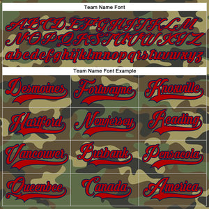 Custom Camo Red-Navy Salute To Service Hockey Lace Neck Jersey