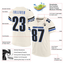 Load image into Gallery viewer, Custom Cream Blue-Black Mesh Authentic Football Jersey

