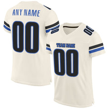 Load image into Gallery viewer, Custom Cream Blue-Black Mesh Authentic Football Jersey
