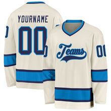 Load image into Gallery viewer, Custom Cream Navy-Blue Hockey Jersey
