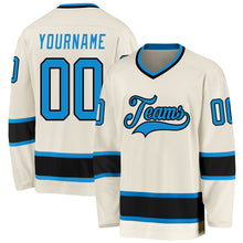 Load image into Gallery viewer, Custom Cream Blue-Black Hockey Jersey
