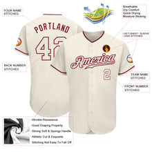 Load image into Gallery viewer, Custom Cream Cream-Crimson Authentic Baseball Jersey
