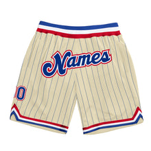 Load image into Gallery viewer, Custom Cream Royal Pinstripe Royal-Red Authentic Basketball Shorts
