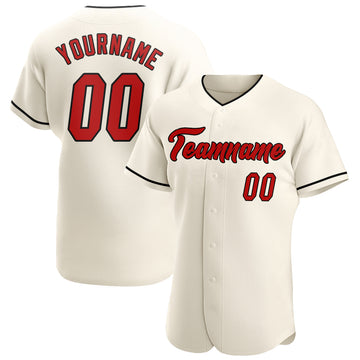 Custom Cream Red-Black Authentic Baseball Jersey