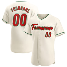 Load image into Gallery viewer, Custom Cream Red-Green Authentic Baseball Jersey
