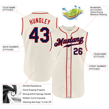 Load image into Gallery viewer, Custom Cream Navy-Red Authentic Sleeveless Baseball Jersey

