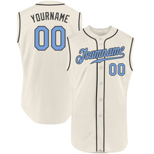 Load image into Gallery viewer, Custom Cream Light Blue-Steel Gray Authentic Sleeveless Father&#39;s Day Baseball Jersey

