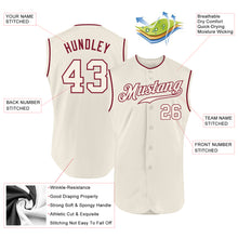 Load image into Gallery viewer, Custom Cream Cream-Crimson Authentic Sleeveless Baseball Jersey

