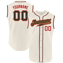Load image into Gallery viewer, Custom Cream Black-Red Authentic Sleeveless Baseball Jersey

